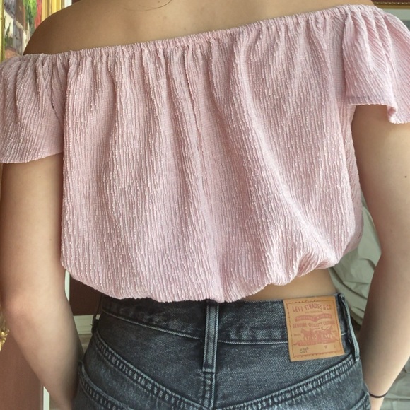 Off the Shoulder Blush Crop Top - Picture 2 of 4